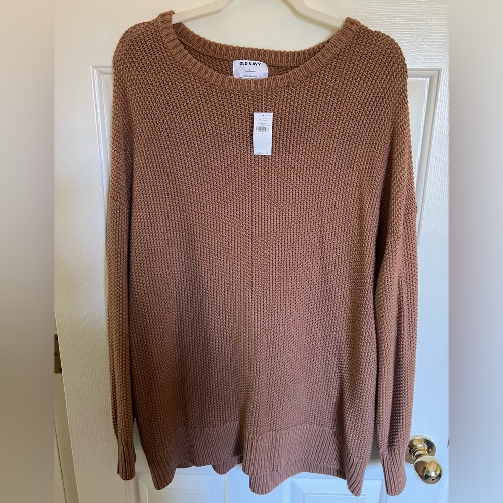 Old Navy L Camel Cotton Tunic Sweater